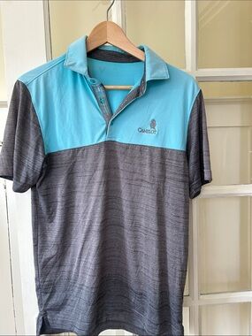 Men's Two-Tone Aqua and Gray Polo Shirt, small / medium